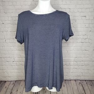 Old Navy Luxe Navy Blue & White Stripe T-shirt - Size L